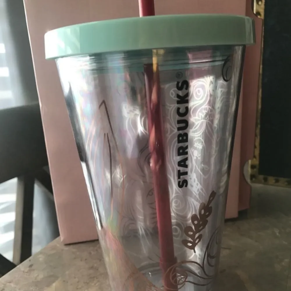 RARE STARBUCKS 2018 Holiday Rose Gold Mermaid Clear Cup Tumbler 16 oz. Brand new